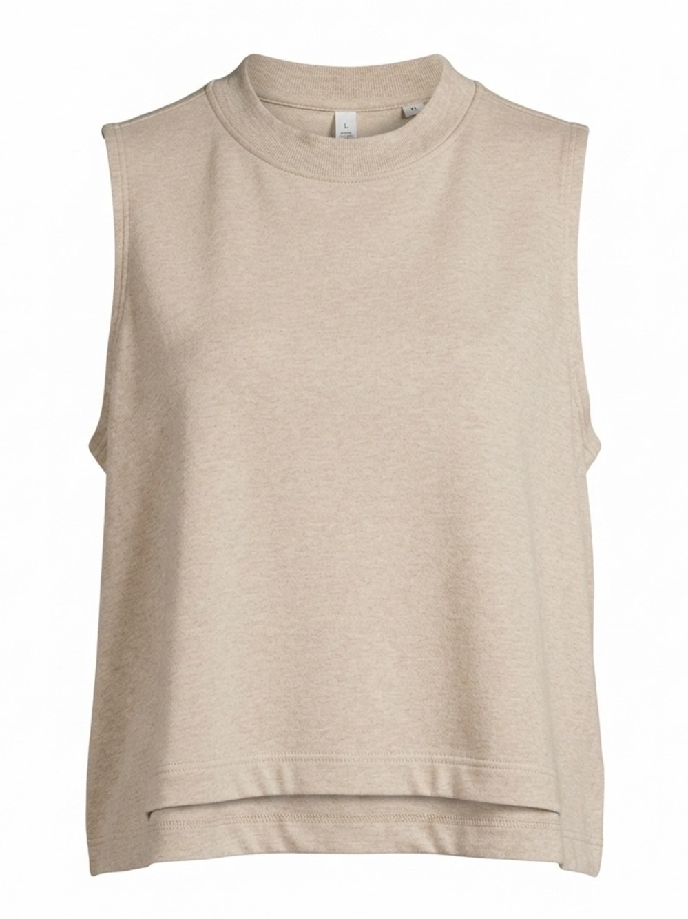 Pact Organic Cotton Airplane Mock Neck Tank Top Shell Beige Heather Oatmeal XL